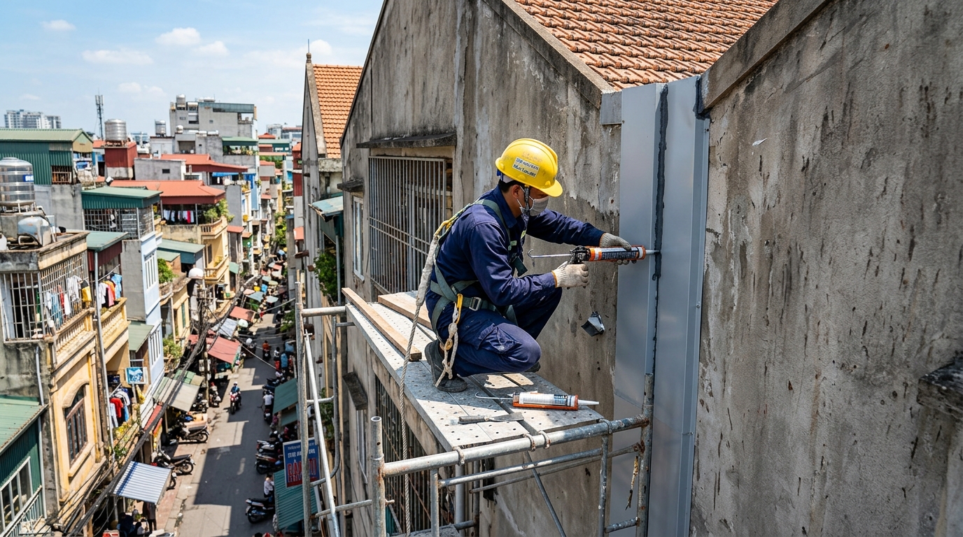 Giải Pháp Chống Thấm Khe Giáp Ranh 2 Nhà Liền Kề: Xử Lý Khe Lún Không Đục Phá