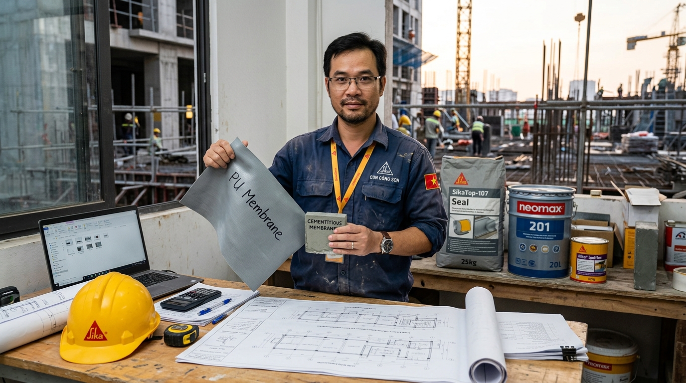 So Sánh Chống Thấm Gốc Xi Măng Polymer & Màng Polyurethane (PU): Chọn Loại Nào Cho Từng Khu Vực?