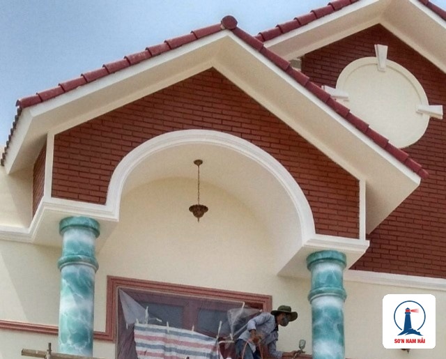 Kiến trúc biệt thự phối cột sơn giả đá