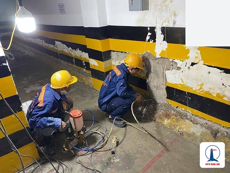 Vách tầng hầm khô ráo sau xử lý