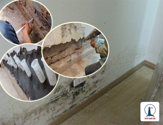 Hiện trạng tường nứt ẩm mốc trước xử lý